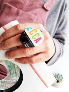 One of a kind statement vinyl record ring, handrafted from a recycled vinyl record